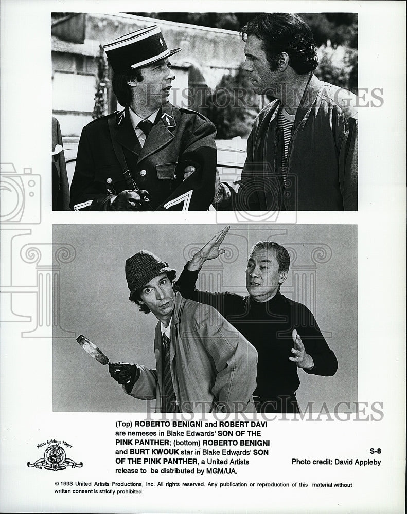 1993 Press Photo Roberto Benigni and Robert Davi in &quot;Son of the Pink Panther&quot;- Historic Images