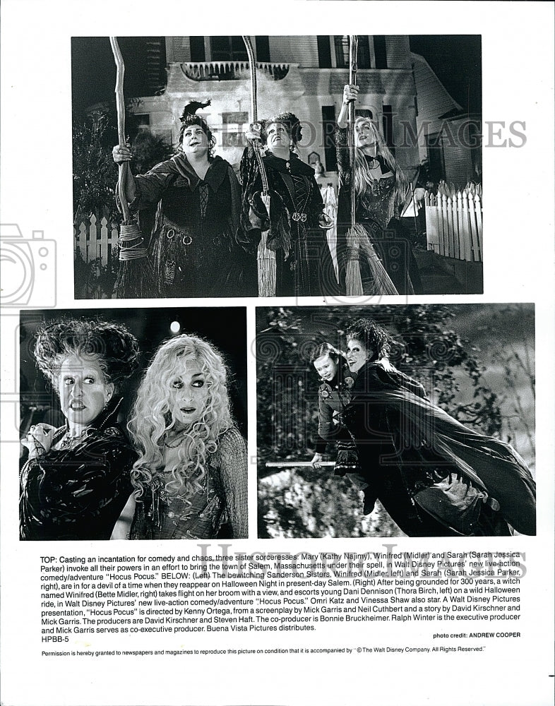 Press Photo Kathy Najimy, Bette Midler &amp; Sarah Jessica Parker in &quot;Hocus Pocus&quot;- Historic Images