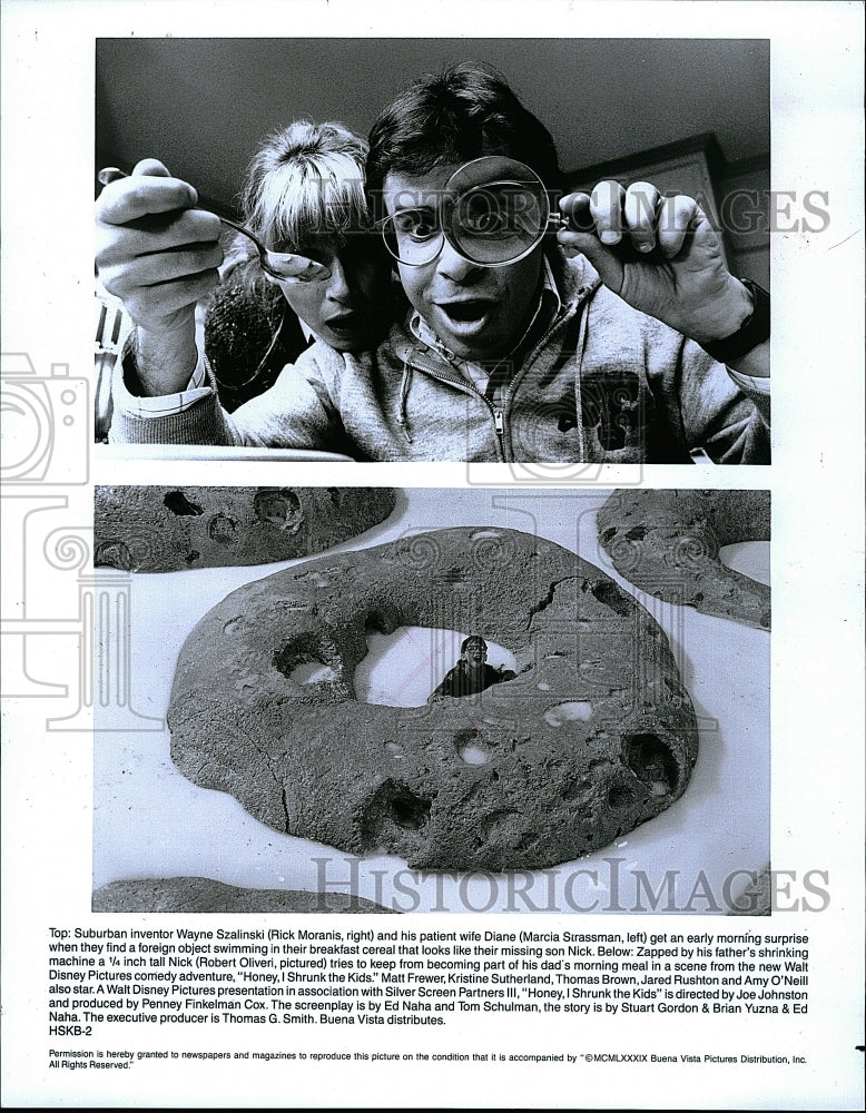 1989 Press Photo Rick Moranis &amp; Marcia Strassman in &quot;Honey, I Shrunk the Kids&quot;- Historic Images