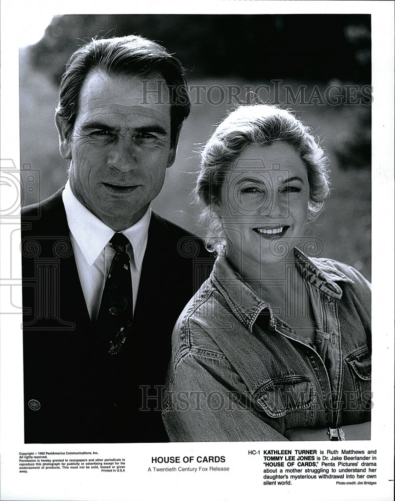 1992 Press Photo Kathleen Turner Actress Tommy Lee Jones Actor House Of Cards- Historic Images