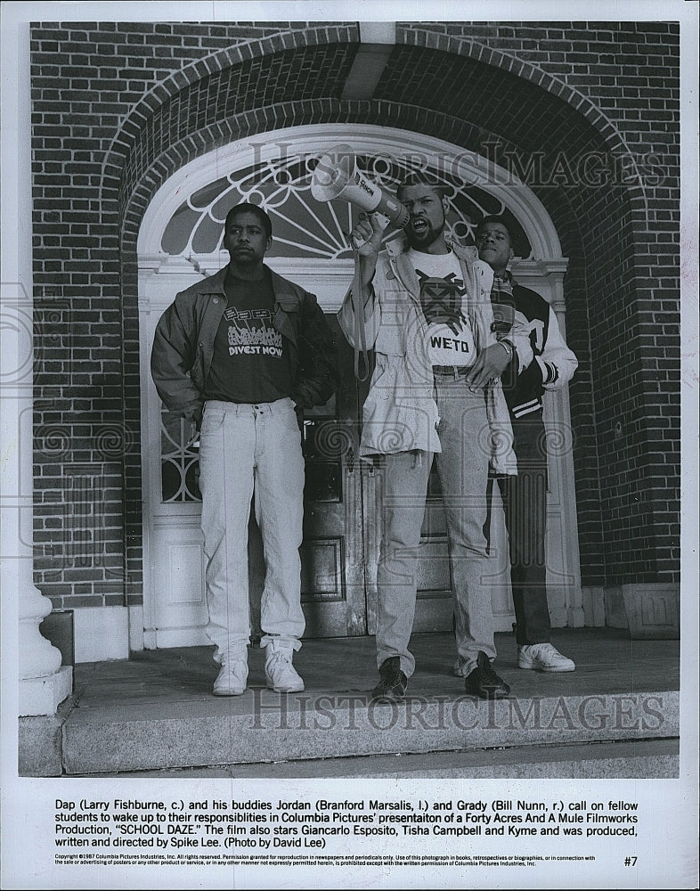 1987 Press Photo Larry Fishburne, Branford Marsalis &quot;School Daze&quot;- Historic Images