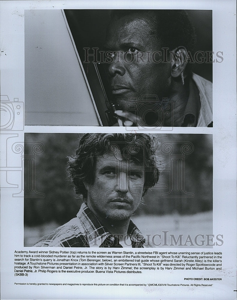 1988 Press Photo Sidney Poitier Actor Tom Berenger Shoot To Kill Action Movie- Historic Images