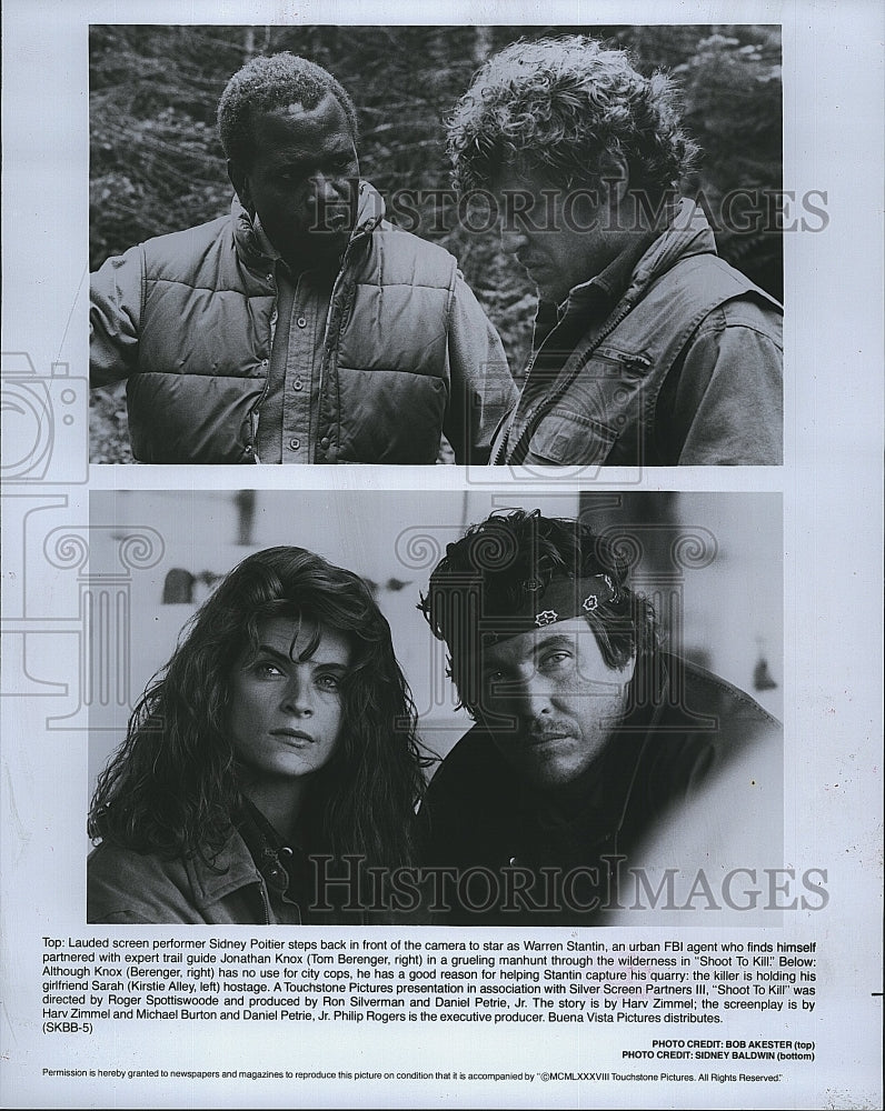 1988 Press Photo Sidney Poitier Actor Tom Berenger Kirstie Alley Shoot To Kill- Historic Images