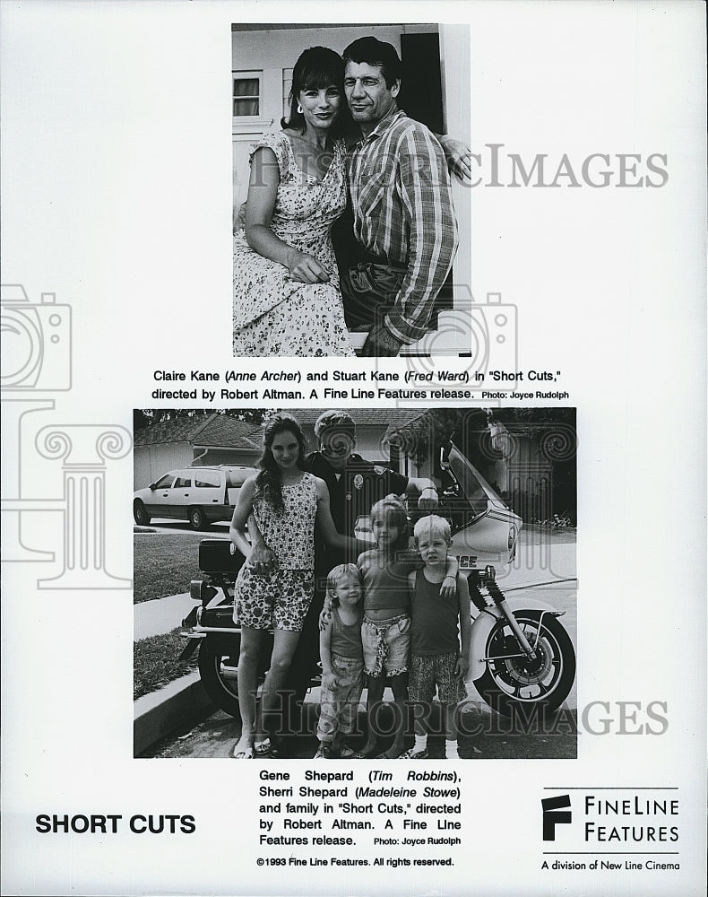 1993 Press Photo &quot;Short Cuts&quot; Tim Robbins,Madeline Stowe, Anne Archer,Fred Ward- Historic Images