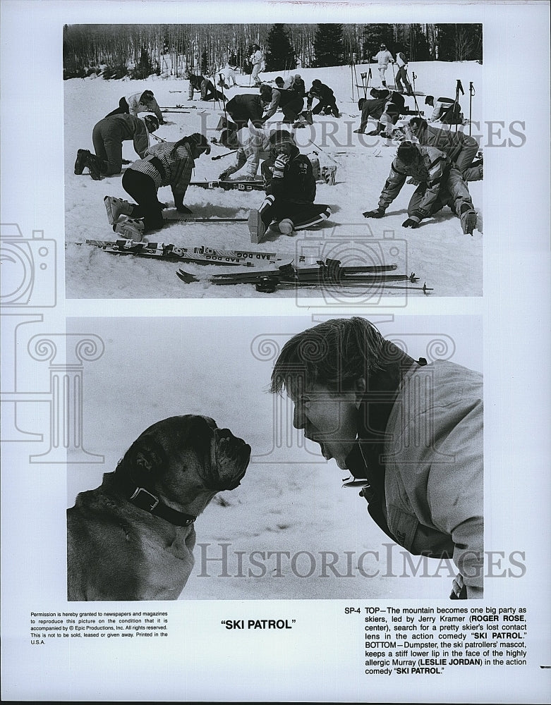 Press Photo Roger Rose and Leslie Jordan in &quot;Ski Patrol&quot;. - Historic Images