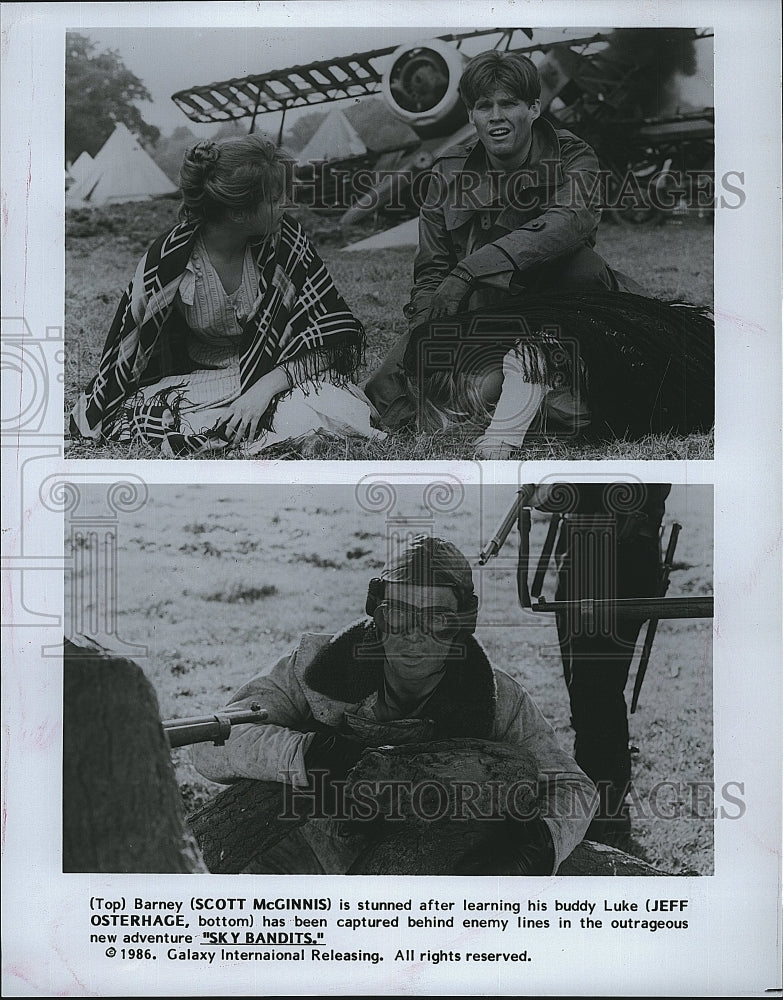 1986 Press Photo Scott McGinnis and Jeff Osterhage in &quot;Sky Bandits&quot;.- Historic Images