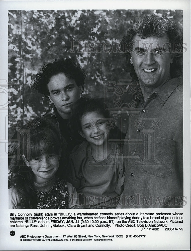 1992 Press Photo Connolly, Ross, Galecki, &amp; Bryant Star in &quot;Billy&quot; on ABC- Historic Images