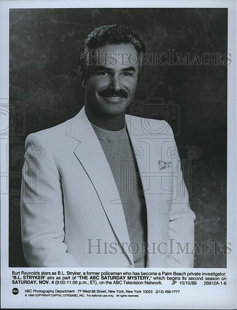 1989 Press Photo Burt Reynolds in &quot;B.L. Stryker&quot;- Historic Images