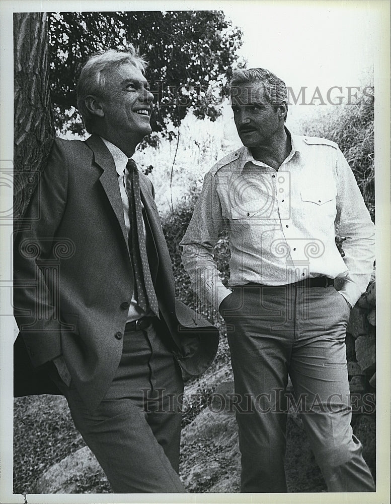 1986 Press Photo Hal Linden, Peter Haskell &quot;Blacke&#39;s Magic&quot;- Historic Images