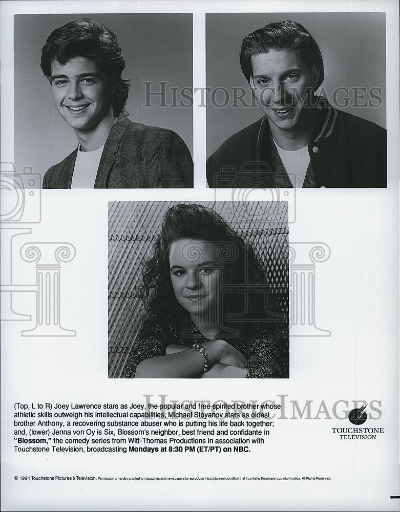 1991 Press Photo Joey Lawrence Actor Jenna Von Oy Michael Stoyanov Blossom Show- Historic Images