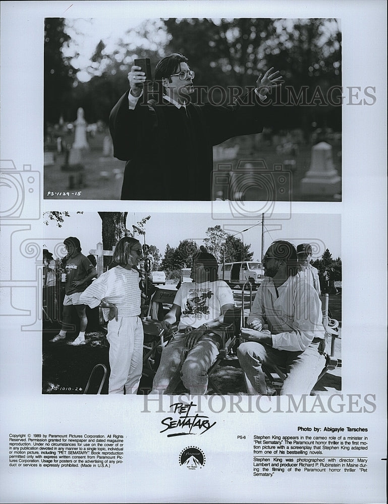 1989 Press Photo Stephen King with Dir.Mary Lambert ,Producer Richard Rubinstein- Historic Images