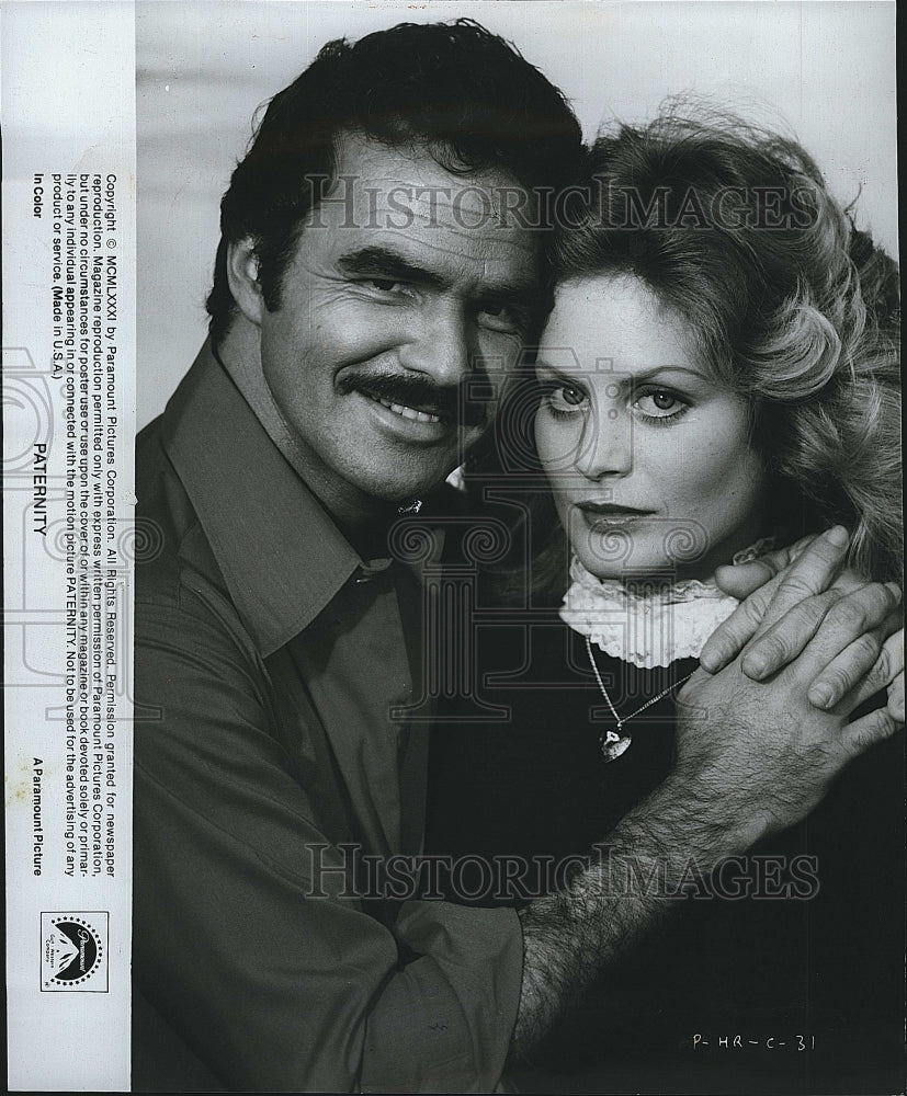 1981 Press Photo Actor Burt Reynolds &amp; Beverly D&#39;Angelo In &quot;Paternity&quot;- Historic Images