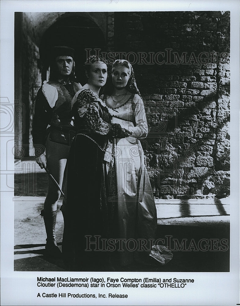 Press Photo Michael MacLiammoir, Faye Compton &amp; Suzanne Cloutier in &quot;Othello&quot;- Historic Images