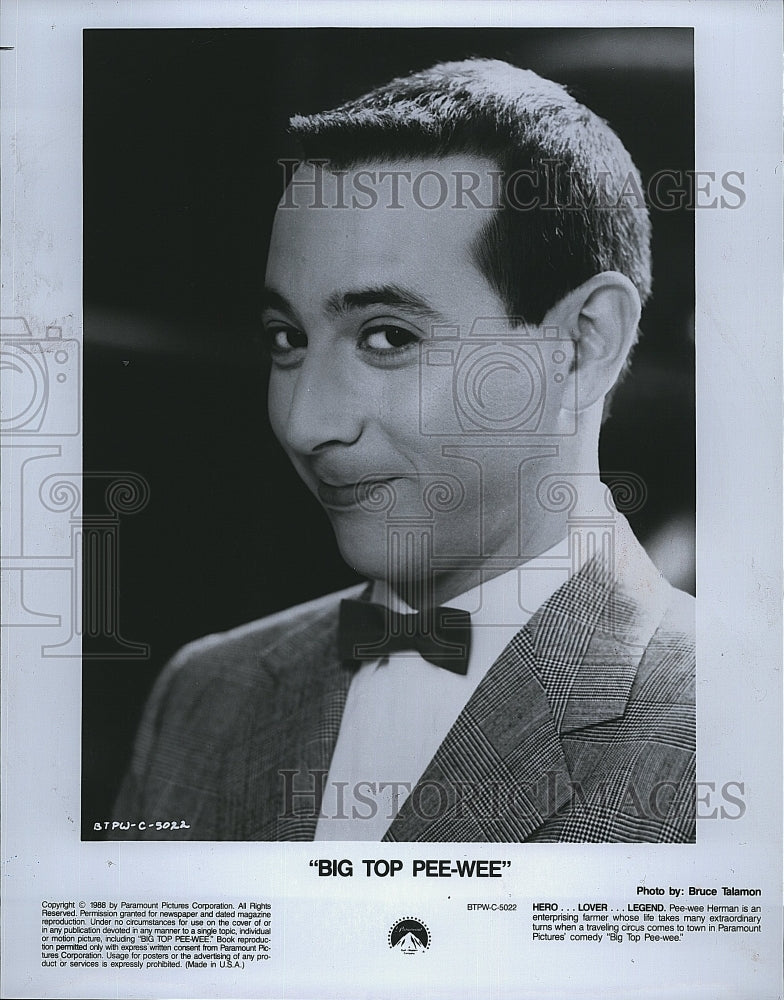 1988 Press Photo Pee-Wee Herman Actor Big Top Children&#39;s Comedy Movie Film- Historic Images