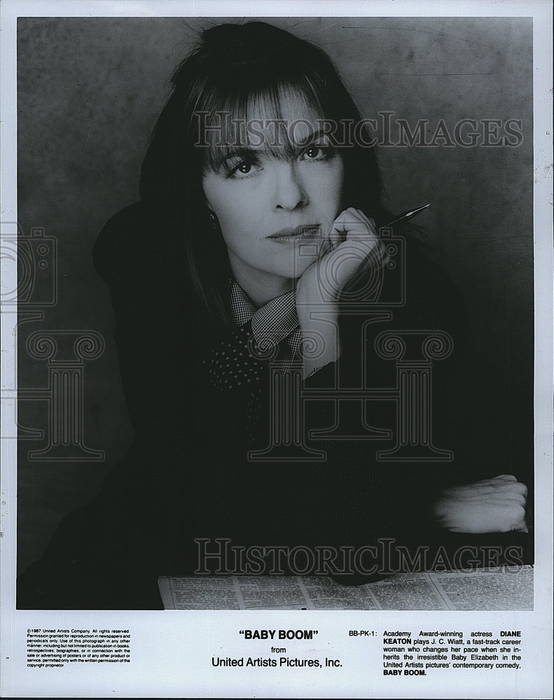 1987 Press Photo Diane Keaton American Actress Baby Boom Comedy Movie Film- Historic Images