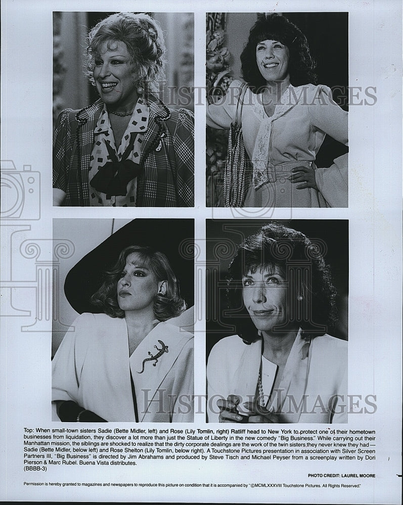 1987 Press Photo Bette Midler and Lily Tomlin in &quot;Big Business&quot;- Historic Images