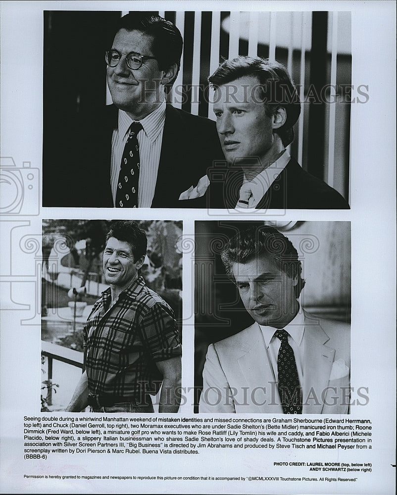 1988 Press Photo Edward Herrmann Daniel Gerroll Bette Midler Lily Tomlin- Historic Images