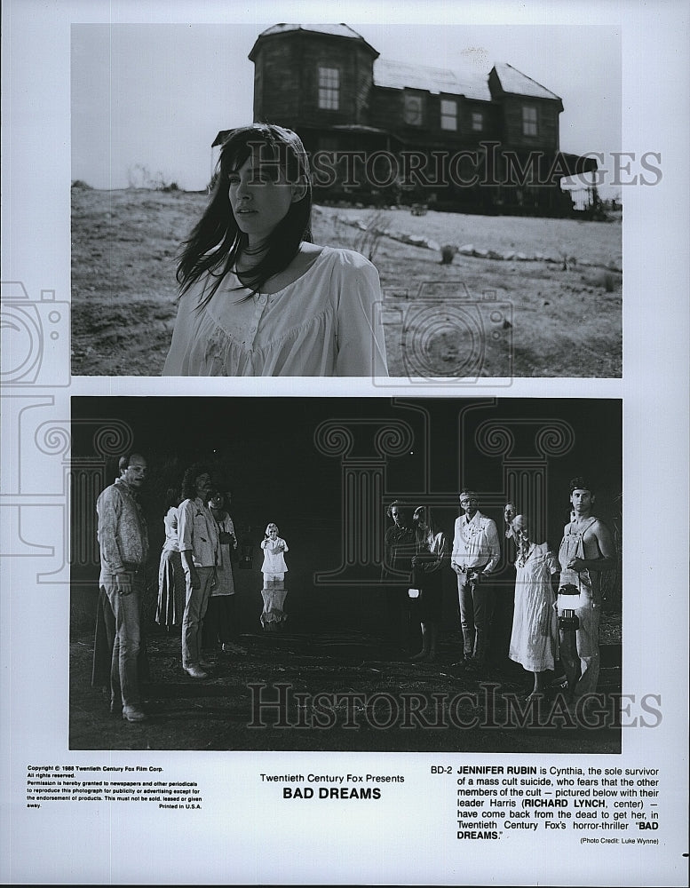 1988 Press Photo Actress Jennifer Rubin &amp; Richard Lynch In &quot;Bad Dreams&quot;- Historic Images