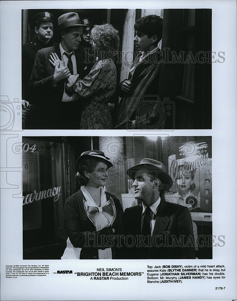 1988 Press Photo Bob Dishy and Blythe Danner in &quot;Brighton Beach Memoirs&quot;- Historic Images