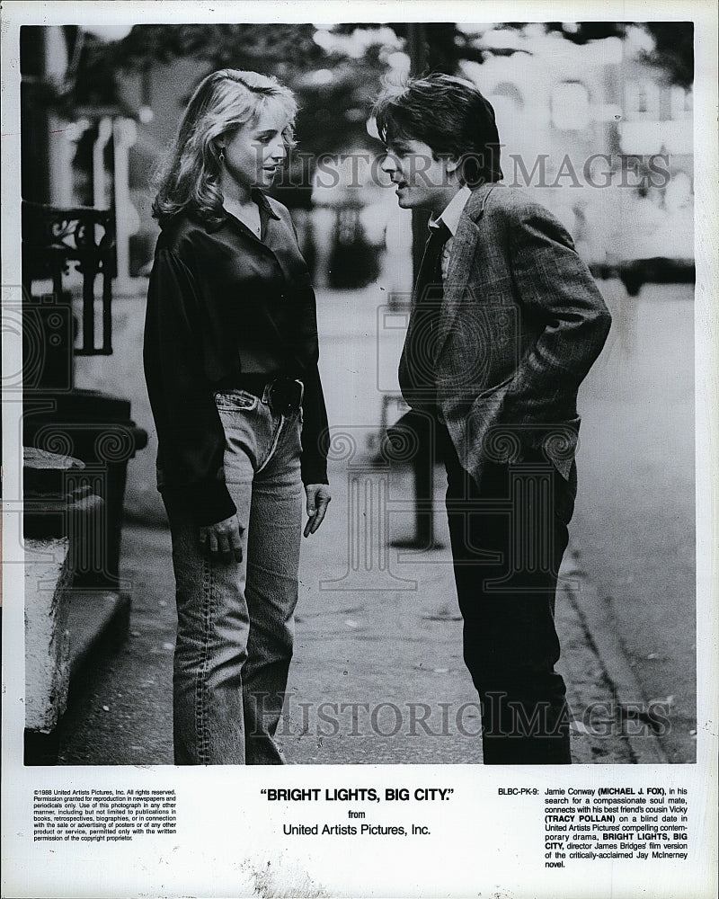 1988 Press Photo Michael J. Fox and Tracy Pollan in &quot;Bright Lights, Big City&quot;- Historic Images