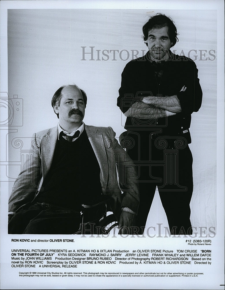 1989 Press Photo Anti-war Activist Ron Koviv and Directo Oliver Stone.- Historic Images