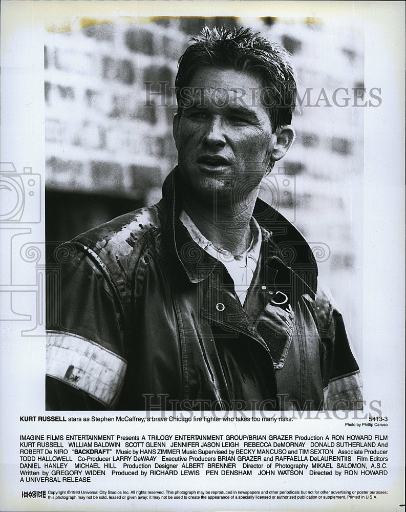 1991 Press Photo Kurt Russell in &quot;Backdraft&quot; - Historic Images