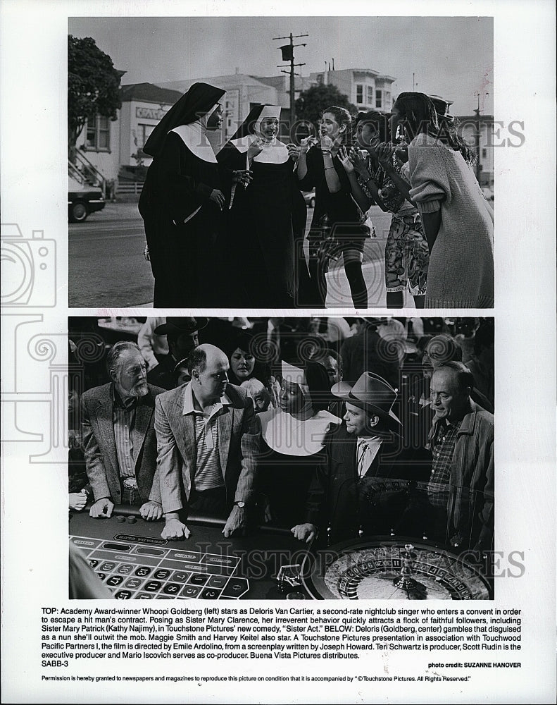 1992 Press Photo Whoopi Goldberg Kathy Najimy Actress Sister Act Movie Film- Historic Images