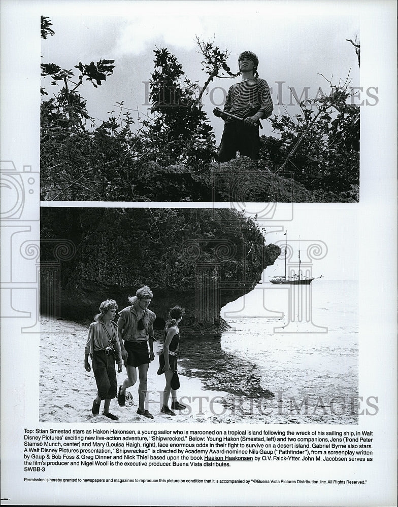 1991 Press Photo Actor Trond Peter &amp; Louisa Haigh In &quot;Shipwrecked&quot; - Historic Images