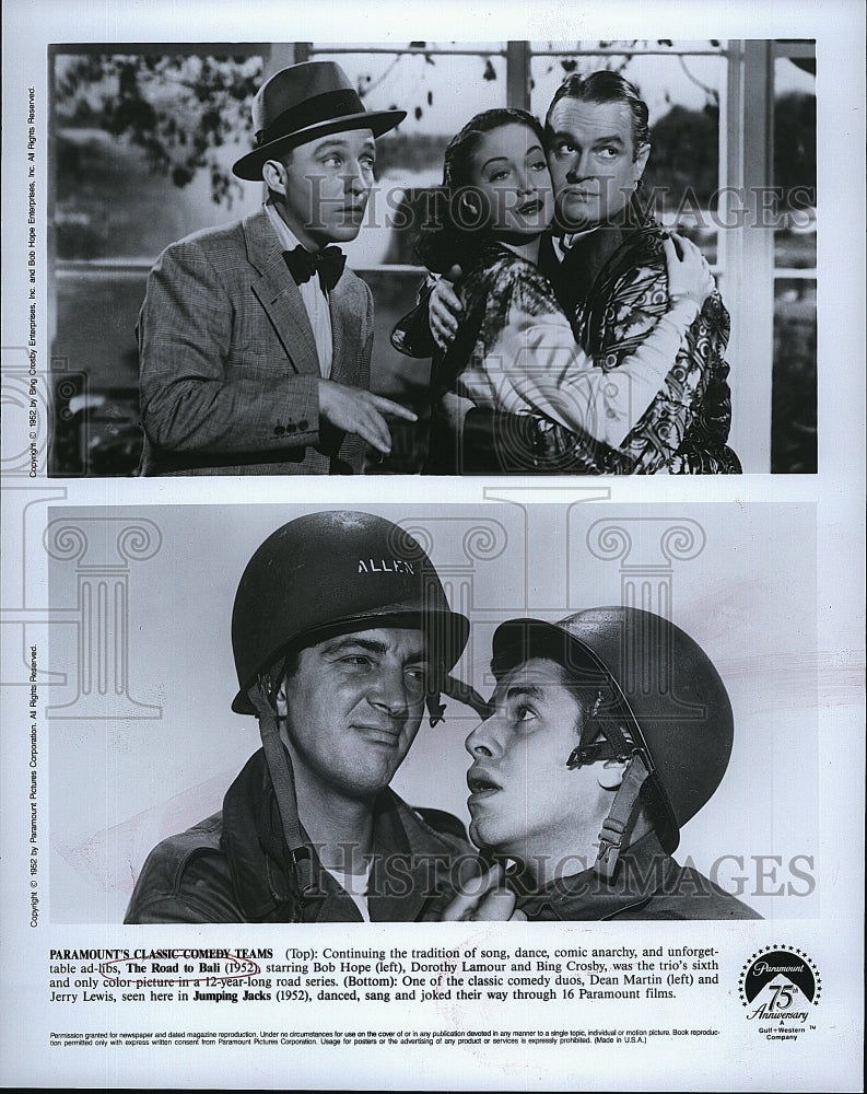 1952 Press Photo Bob Hope, Dorothy Lamour and Bing Crosby in "The Road to Bali"- Historic Images