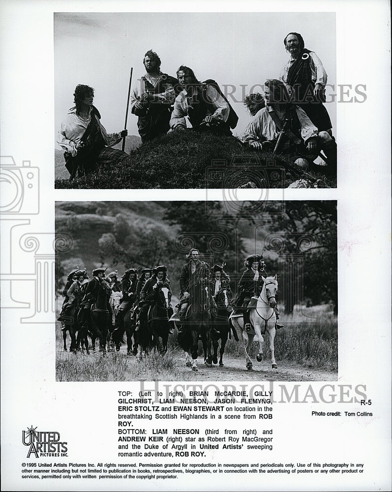 1995 Press Photo Brian McCardie, G. Gilchrist, L. Neeson, J. Flemyng &quot;Rob Roy&quot;- Historic Images