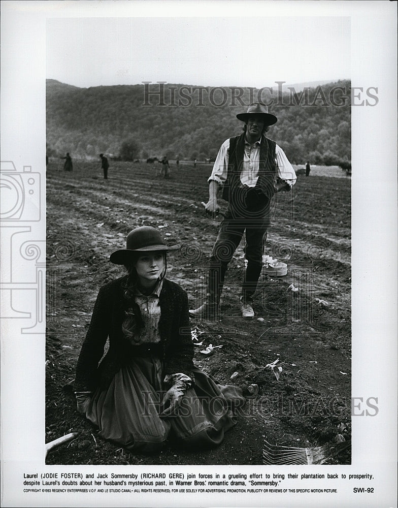 1993 Press Photo Jodie Foster Actress Richard Gere Actor Sommersby Movie Film- Historic Images