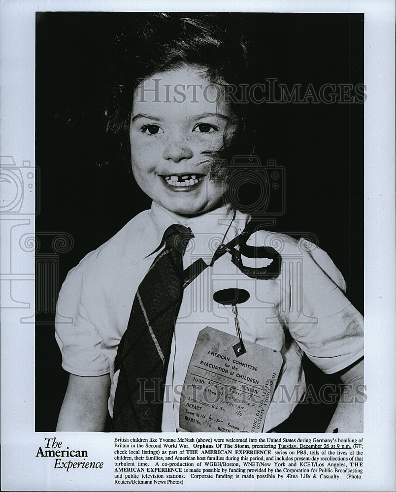 Press Photo Yvonne McNish, British Orphan Due To German Bombing In World War II- Historic Images