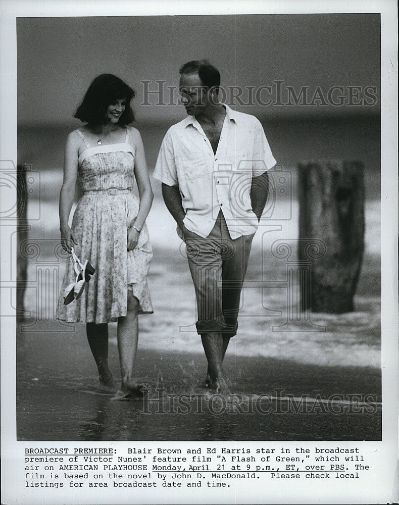 1987 Press Photo Actress Blair Brown &amp; Ed Harris in &quot;A Flash of Green&quot;- Historic Images