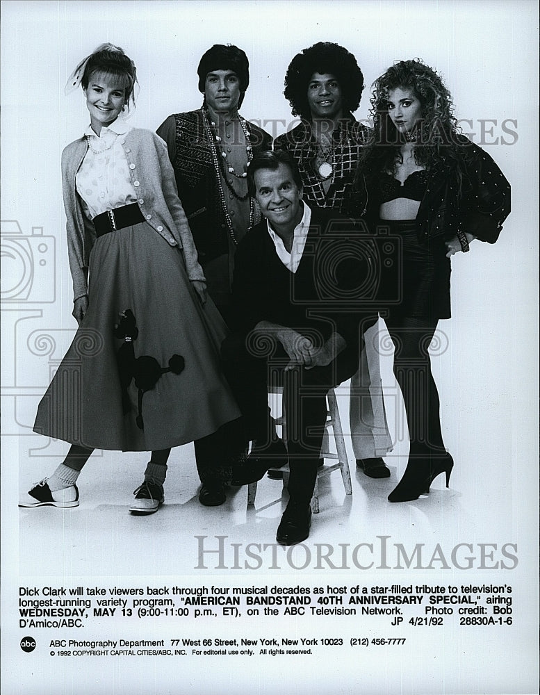 1992 Press Photo Dick Clark Hosts &quot;American Bandstand 40th Anniversary Special&quot;- Historic Images