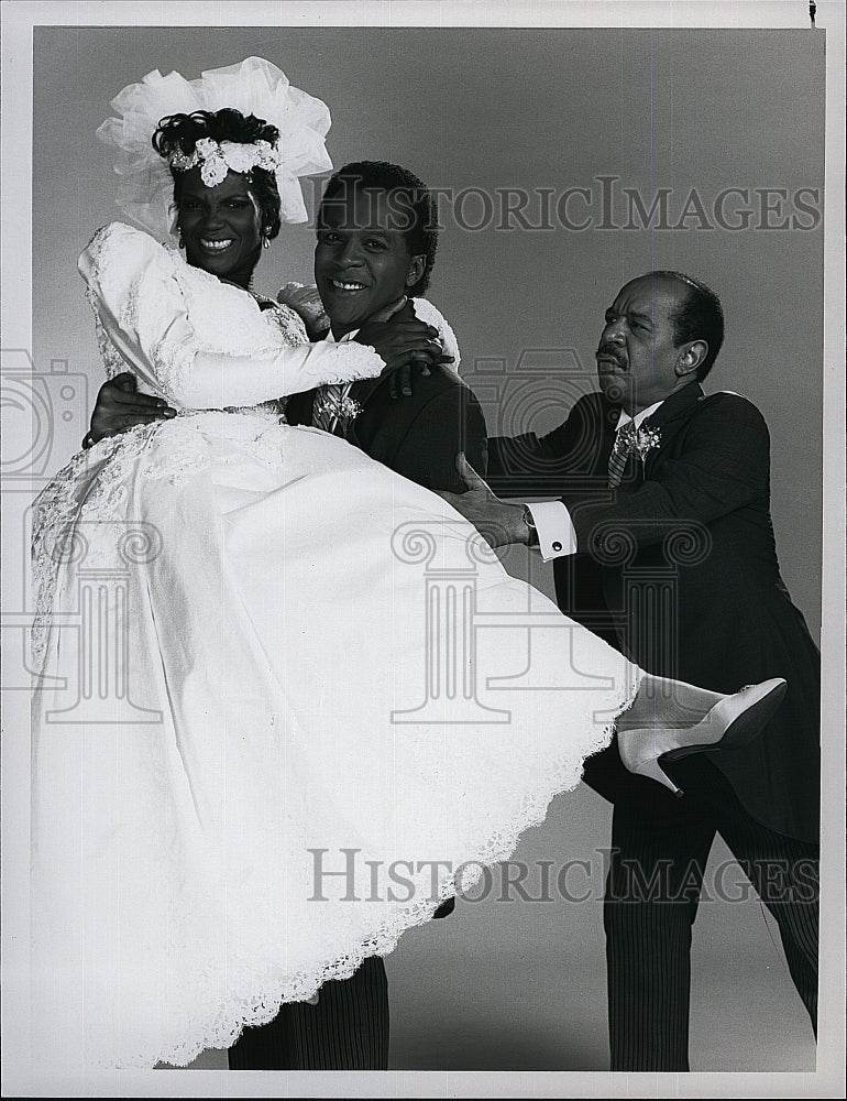 1989 Press Photo Clifton Davis, Anna Maria Horsford and Sherman Hemsley in Amen- Historic Images