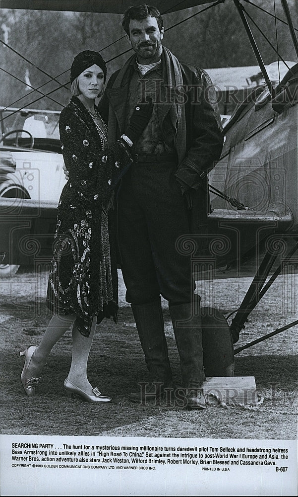 1983 Press Photo Actor Tom Selleck &amp; Bess Armstrong in &quot;High Road to China&quot;- Historic Images