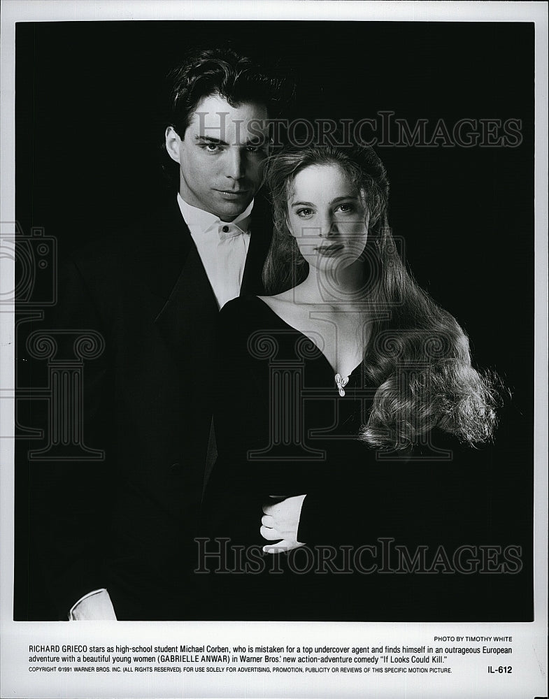 1991 Press Photo Richard Grieco, Gabrielle Anwar &quot;If Looks Could Kill&quot;- Historic Images