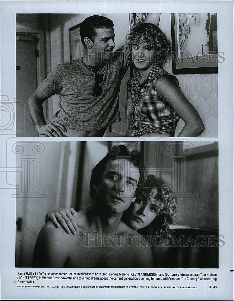 1989 Press Photo Emily Lloyd Kevin Anderson John Terry Star In &quot;In Country&quot;- Historic Images