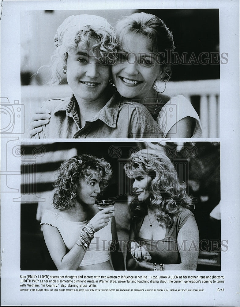 1989 Press Photo Emily lloyd, Joan Allen, Judith Ivey &quot;In Country&quot;- Historic Images