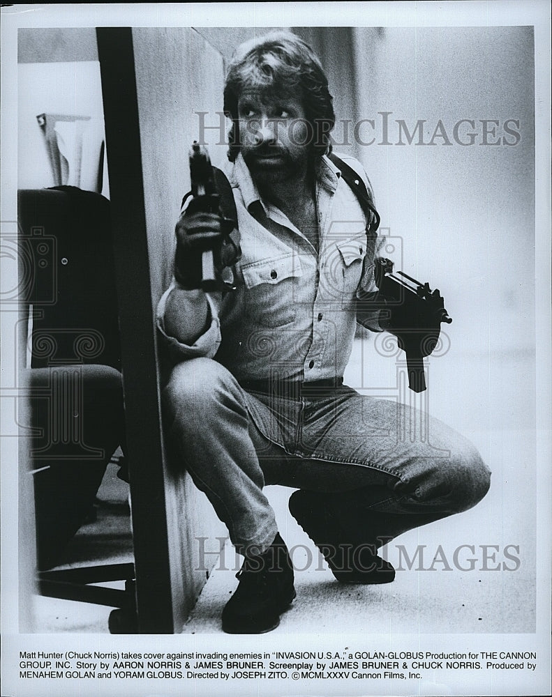 1985 Press Photo Chuck Noris in &quot;Invasion U.S.A.&quot;- Historic Images