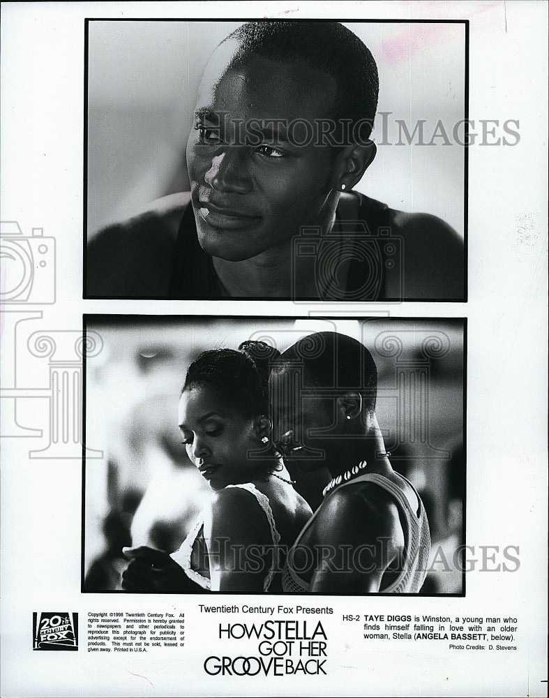 1998 Press Photo Taye Diggs, Angela Bassett &quot;How Stella Got Her Groove Back&quot;- Historic Images