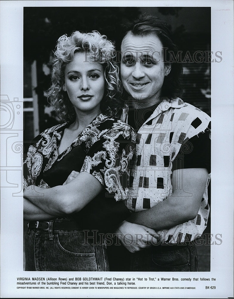 1988 Press Photo Virginia Madsen, Bob Goldthwait &quot;Hot to Trot&quot;- Historic Images