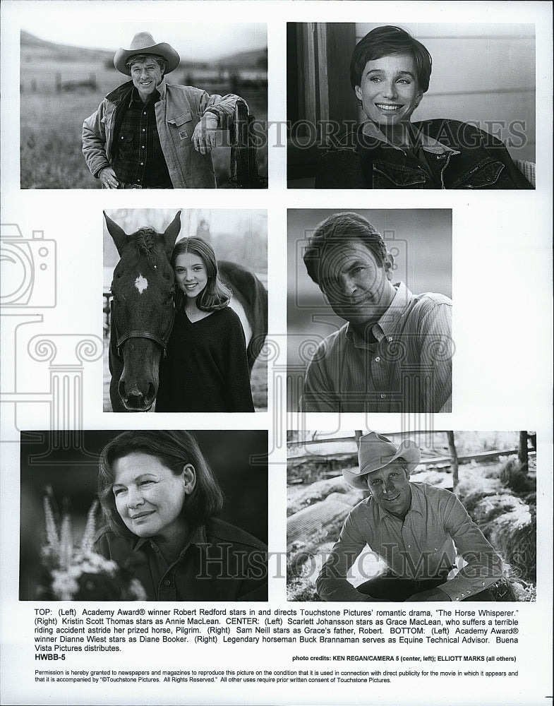 1998 Press Photo Kristen Scott Thomas, Robert Redford &quot;The Horse Whisperer&quot;- Historic Images