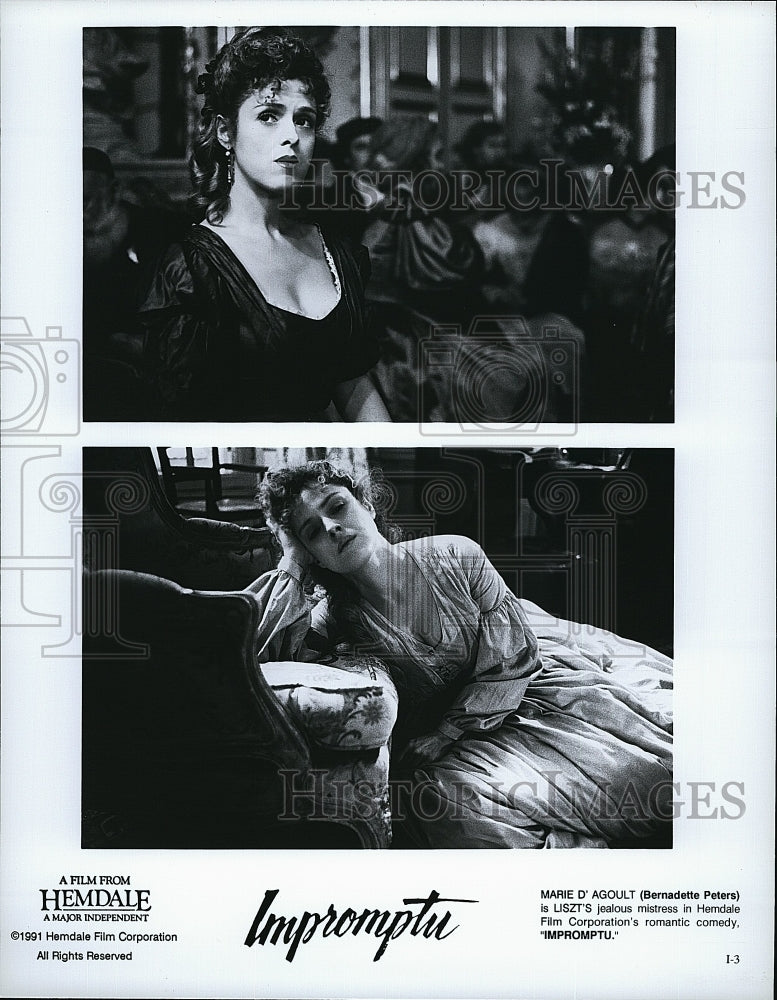 1991 Press Photo Bernadette Peters &quot;Impromptu&quot;- Historic Images