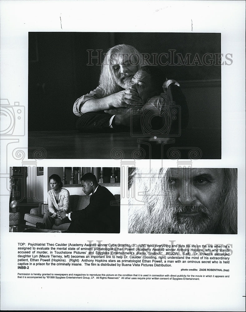 1999 Press Photo Cuba Gooding, Jr., Anthony Hopkins, M. Tierney &quot;Instinct&quot;- Historic Images