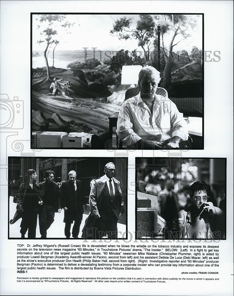 1999 Press Photo Russell Crowe, Christopher Plummer, Al Pacino &quot;The Insider&quot;- Historic Images