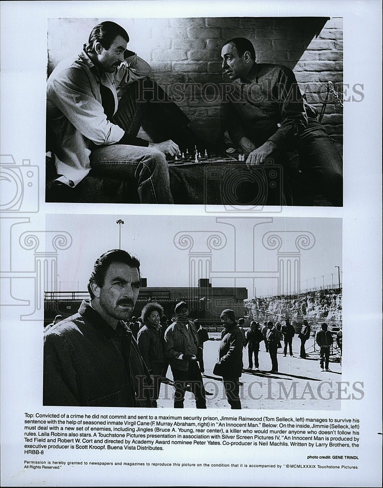 1989 Press Photo Tom Selleck, F. Murray Abraham, B. Young &quot;An Innocent Man&quot;- Historic Images