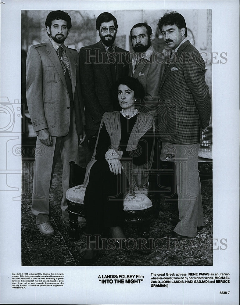 1984 Press Photo &quot;Into the Night&quot; Irene Papas,Michael Zand,John Landis,H Sasjadi- Historic Images