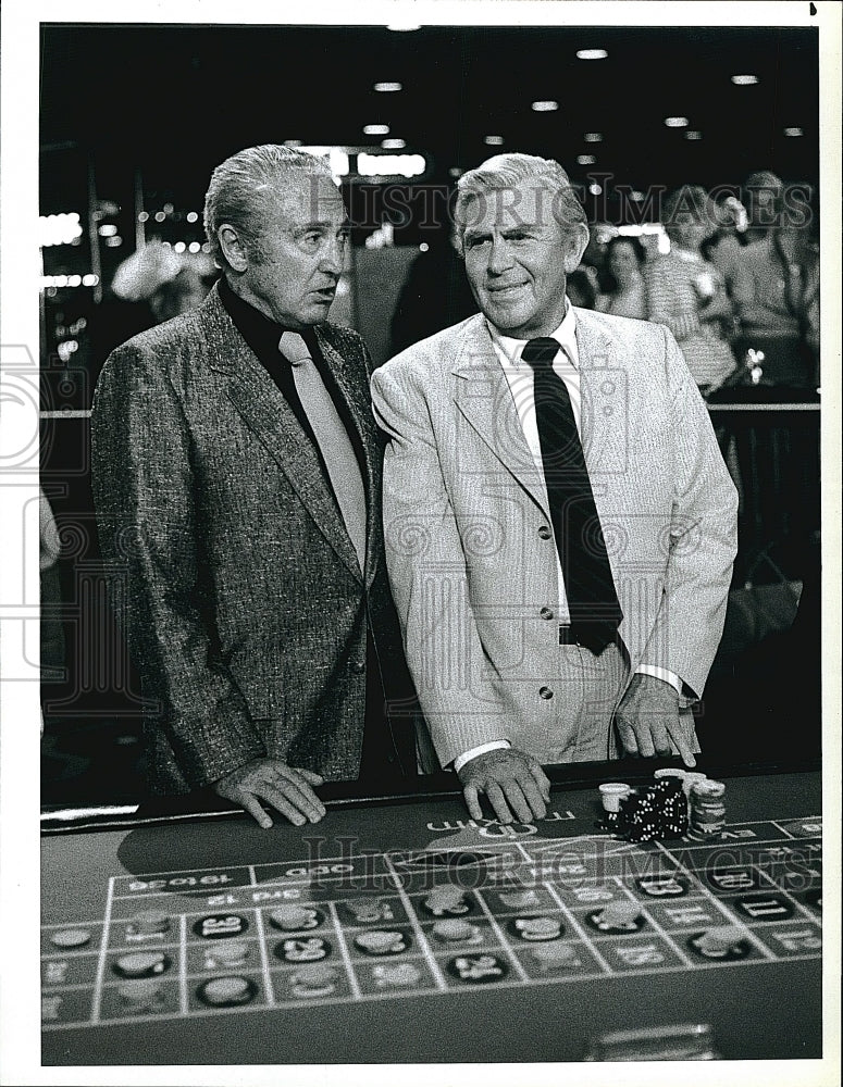 1987 Press Photo Andy Griffith, Sheldon Leonard, &quot;Matlock&quot; in &quot;The Gambler&quot;- Historic Images