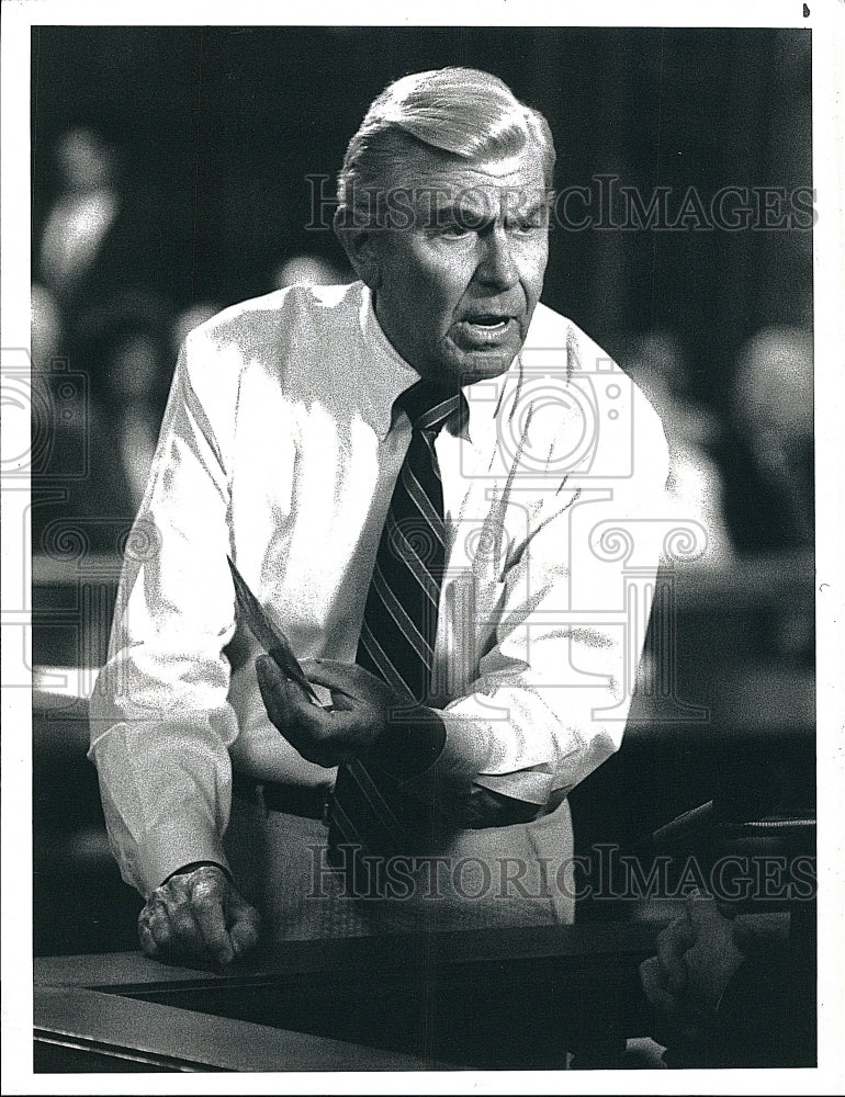 1989 Press Photo Andy Griffith as Benjamin Matlock in TV series &quot;Matlock&quot;- Historic Images